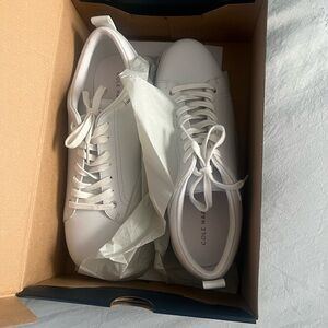 Cole Haan Cream-White Leather Lace-Up Sneakers